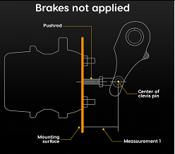 The image is a schematic representation of a brake assembly in a non-engaged state, labeled 